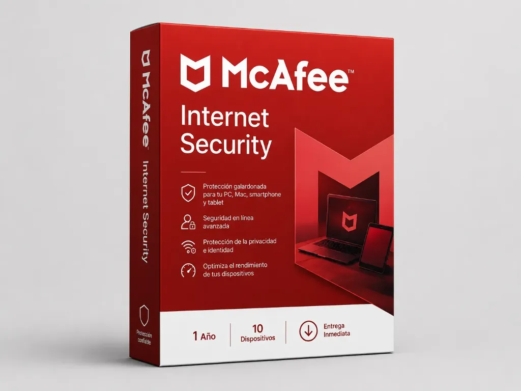 [MCAFEE-IS-1Y-10D] McAfee Internet Security - 1 Año - 10 Dispositivos - Entrega Inmediata