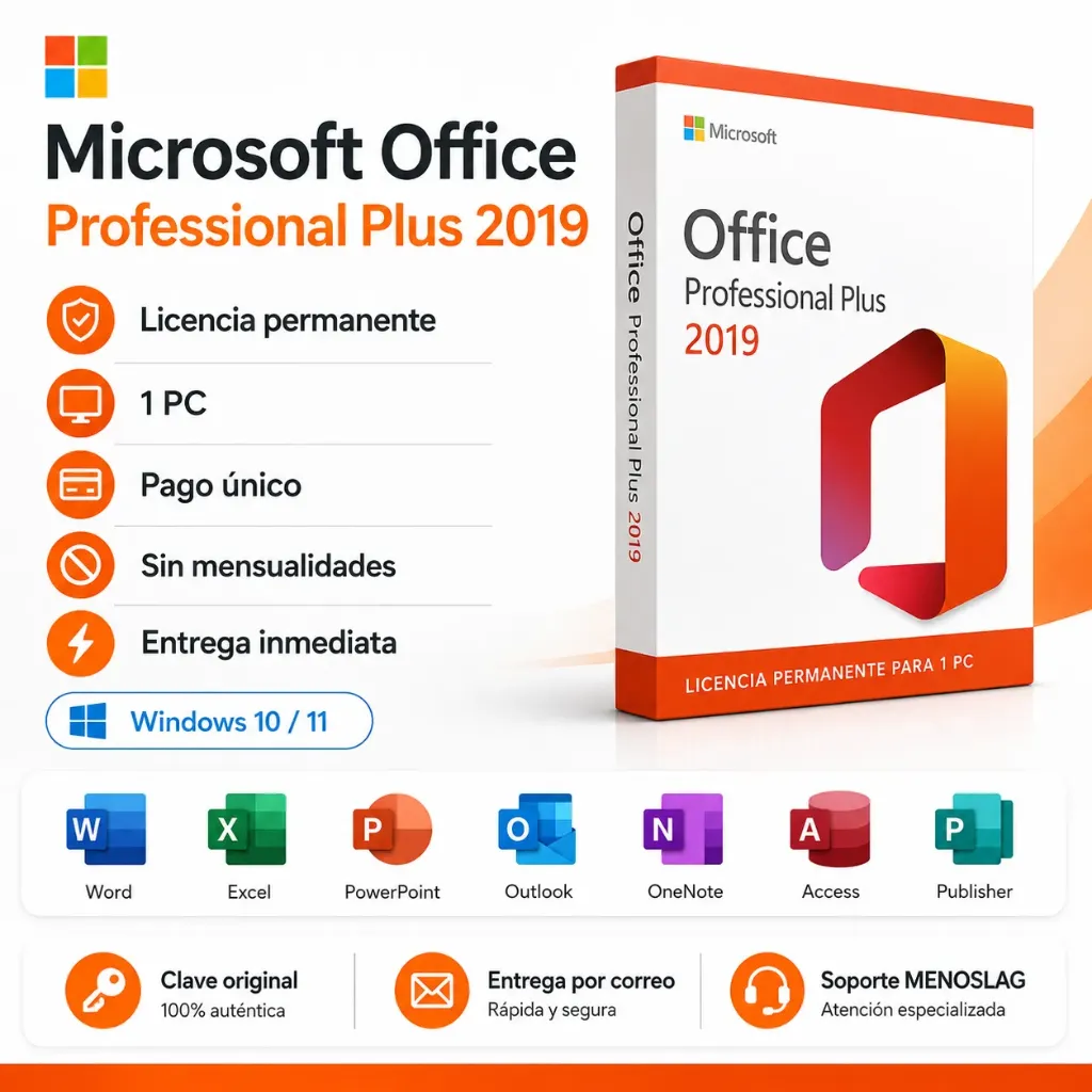 [OFFICE2019-PROPLUS-1PC] Microsoft Office Professional Plus 2019 - Licencia permanente - 1 PC - Word, Excel, PowerPoint