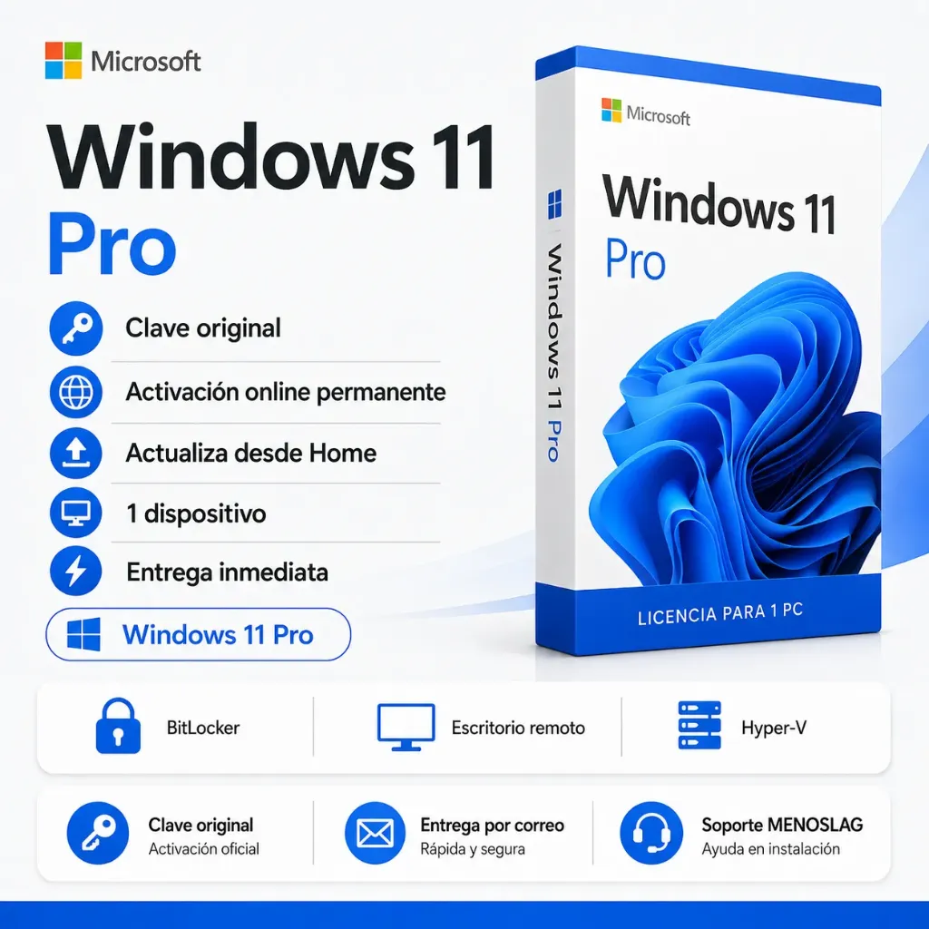 Windows 11 Pro - Licencia Original Permanente - 1 PC - Entrega Inmediata