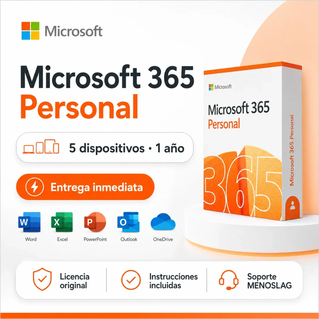 Microsoft Office 365 Personal - 5 Dispositivos - 1 Año - Entrega Inmediata