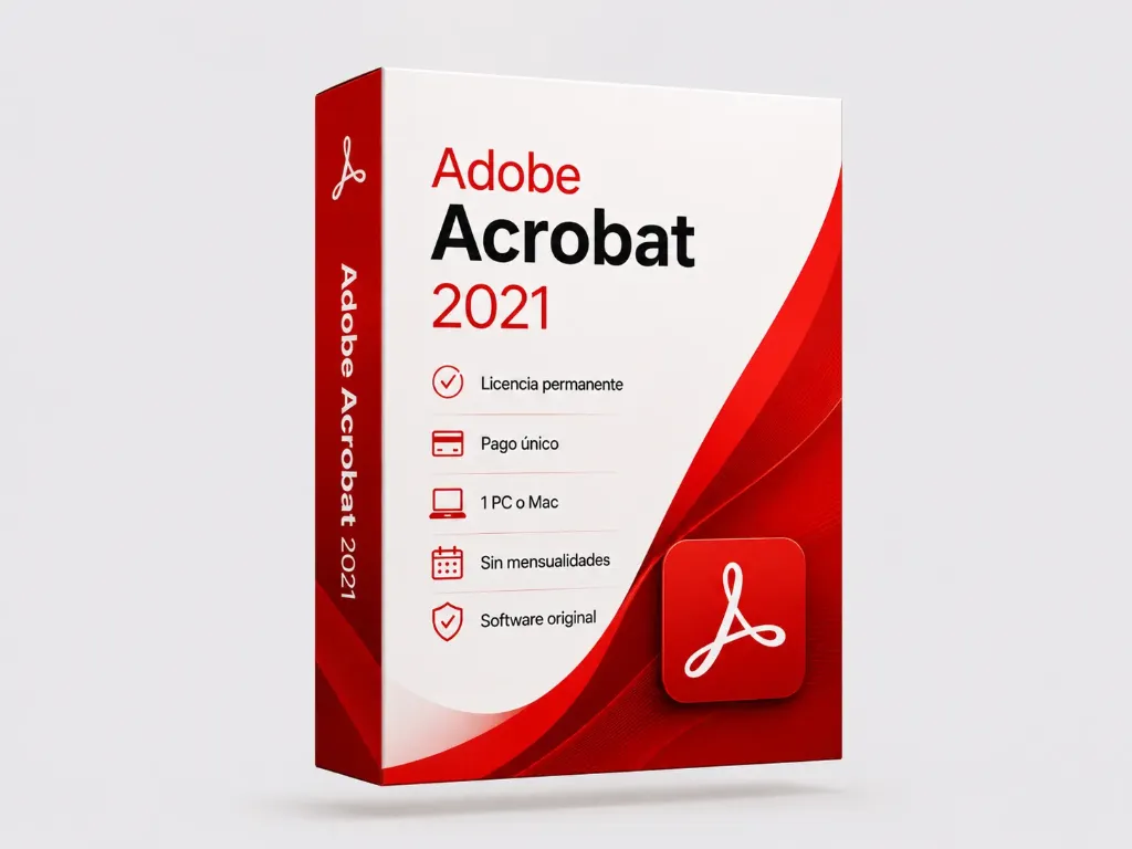 Adobe Acrobat 2021 - Licencia permanente - Pago único - 1 PC o Mac - Sin mensualidades