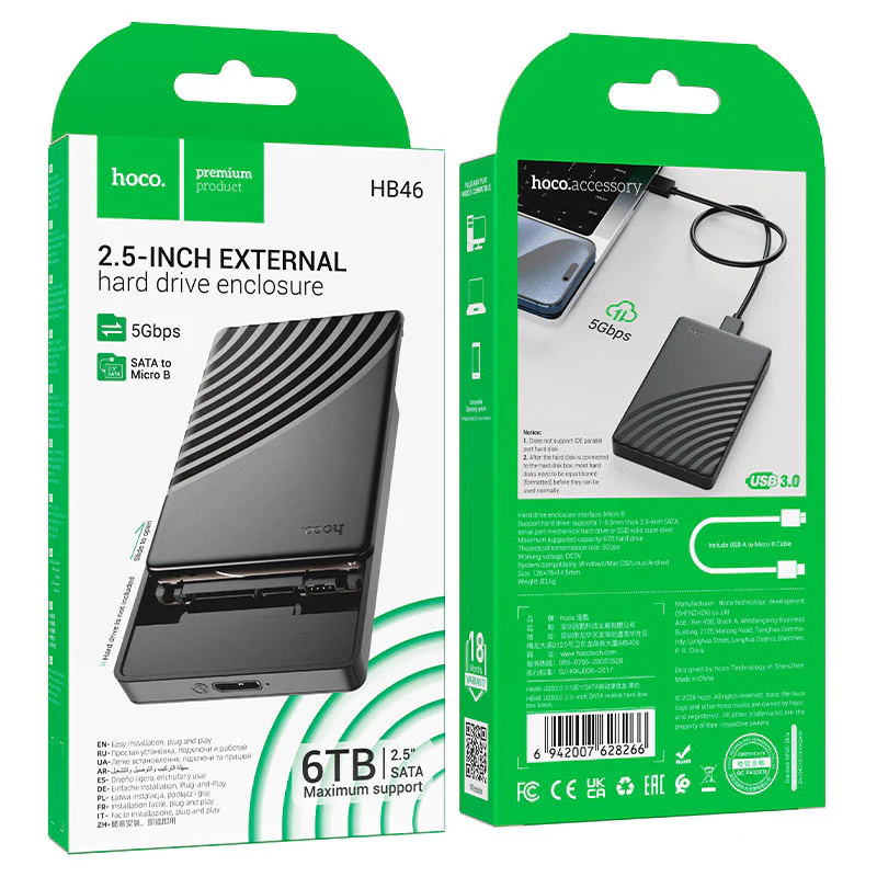 Adaptador disco duro Hoco Hb46 2.5 Sata Usb 3.0 Negro